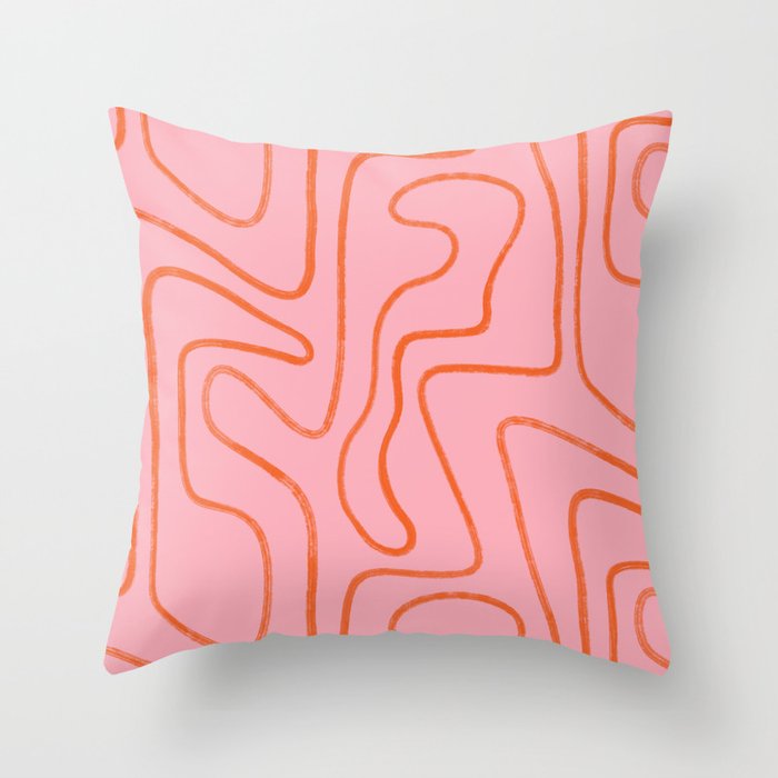 Abstract Line Pink and Orange Throw Pillow Gallery Image 1