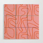Abstract Line Pink and Orange Wood Wall Art Gallery Image 1