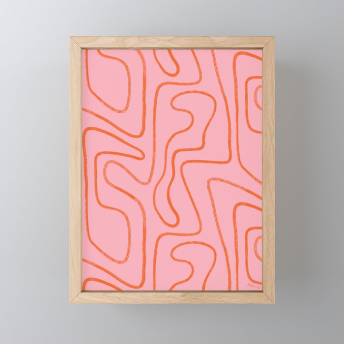 Abstract Line Pink and Orange Mini Art Print Gallery Image 1