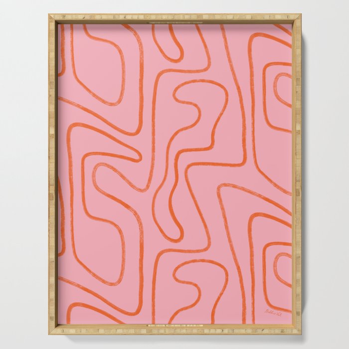 Abstract Line Pink and Orange Serving Tray Gallery Image 1