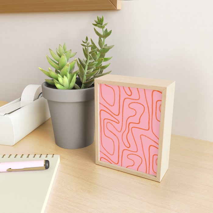 Abstract Line Pink and Orange Mini Art Print Gallery Image 2
