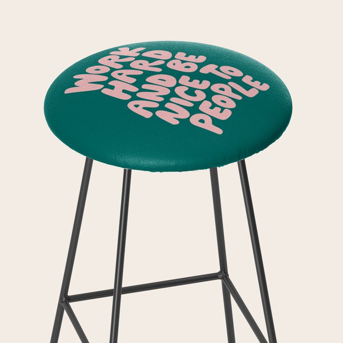 Work Hard and Be Nice to People in Green and Peach Pink Stool Gallery Image 2