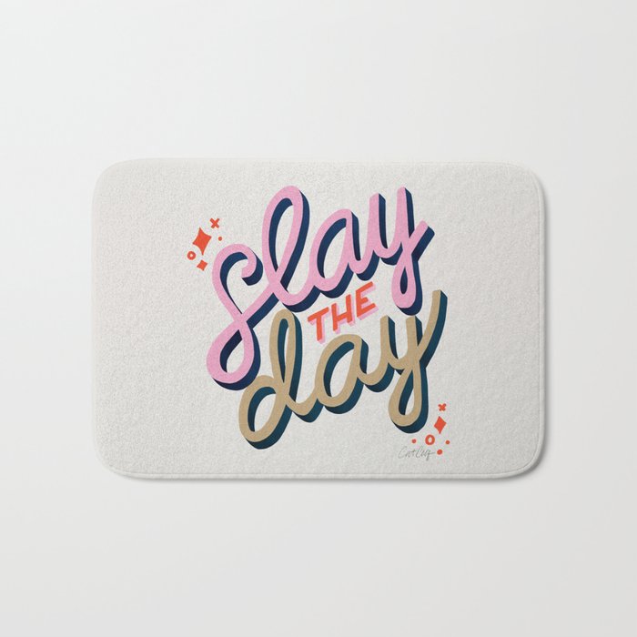 Slay the Day - Coral & Pink Bath Mat Gallery Image 1