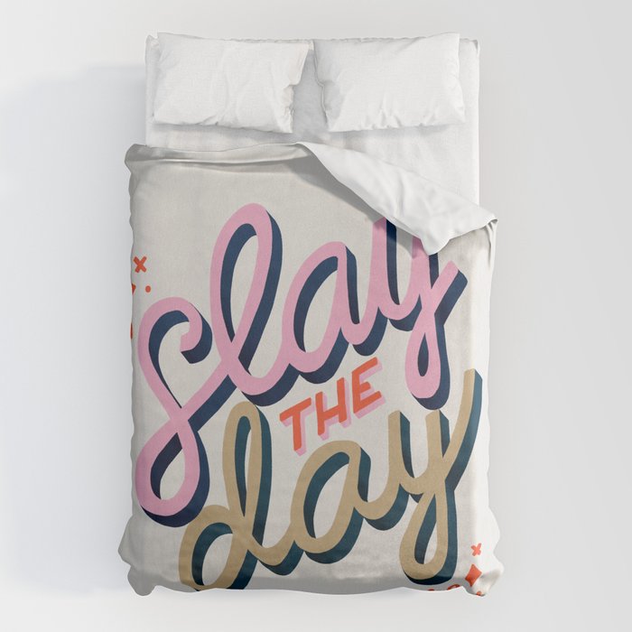 Slay the Day - Coral & Pink Duvet Cover Gallery Image 1