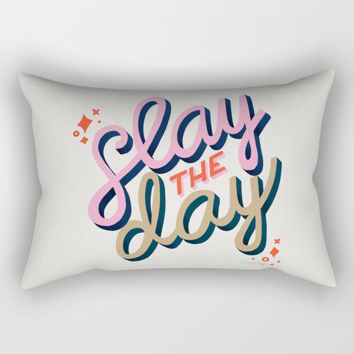 Slay the Day - Coral & Pink Rectangular Pillow Gallery Image 1