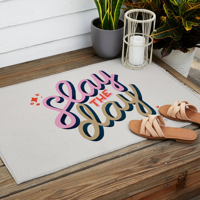 Slay the Day - Coral & Pink Outdoor Rug Gallery Image 2