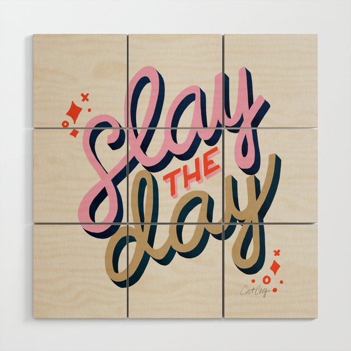 Slay the Day - Coral & Pink Wood Wall Art Gallery Image 1
