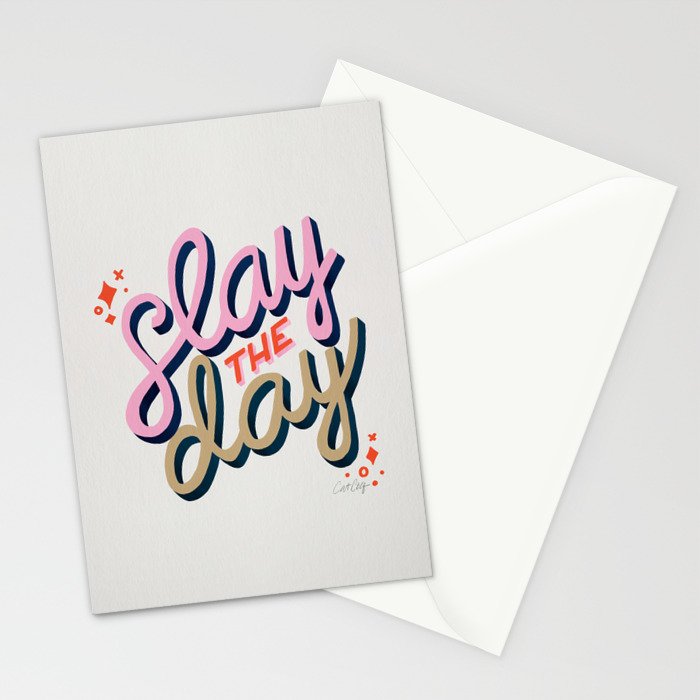 Slay the Day - Coral & Pink Stationery Card Gallery Image 2