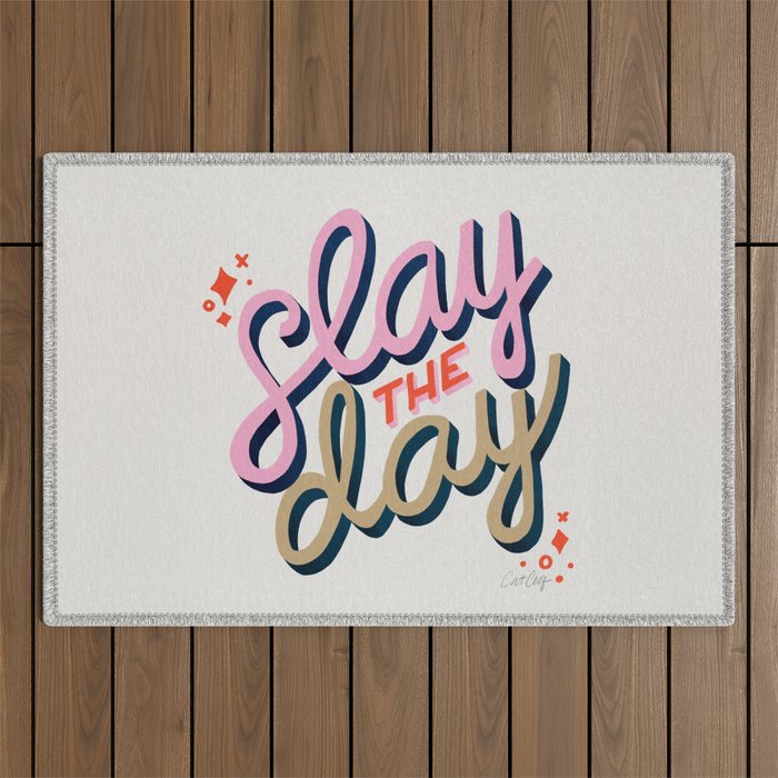 Slay the Day - Coral & Pink Outdoor Rug Gallery Image 1