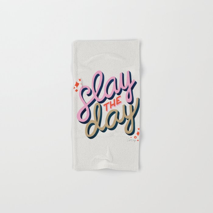 Slay the Day - Coral & Pink Bath Towel Gallery Image 1