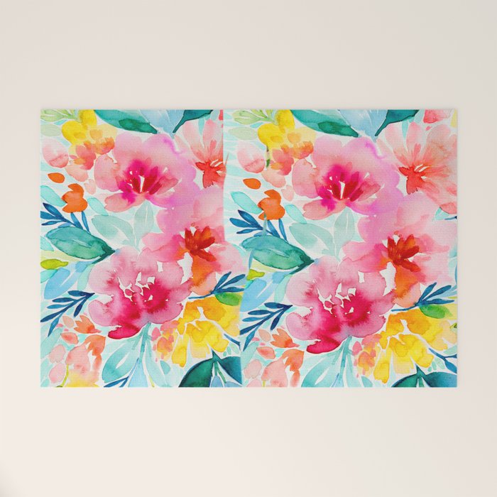Neon Floral Welcome Mat Gallery Image 1