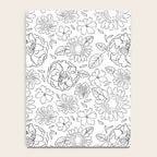 Black and white hand drawn flower art pattern Notebook Gallery Image 4