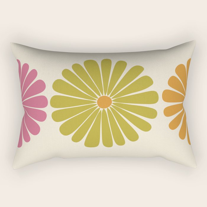 Retro Summer Daisies VIII Rectangular Pillow Gallery Image 1