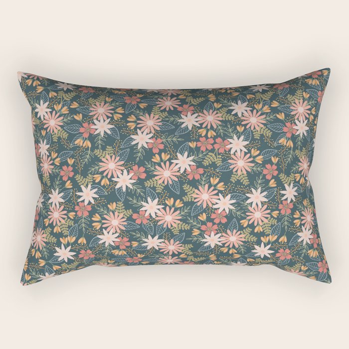 Retro Boho Oasis Tropical Ditsy Floral Rectangular Pillow Gallery Image 2