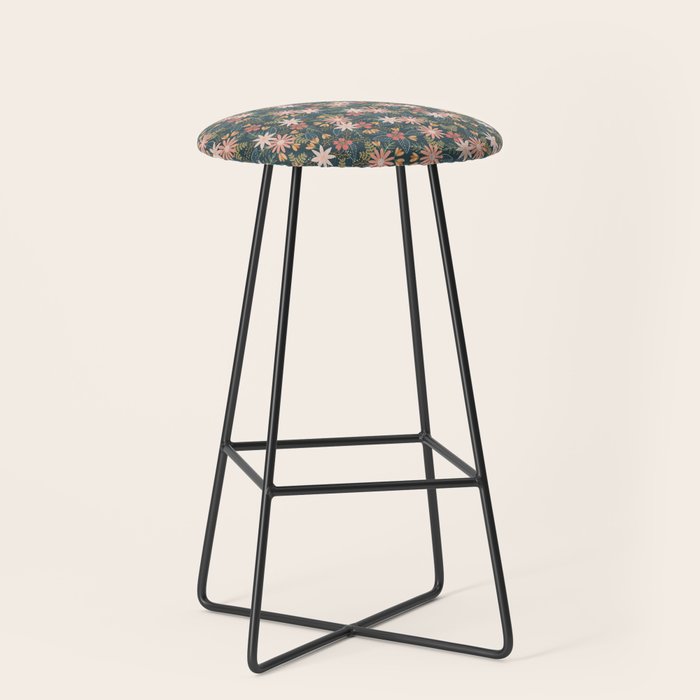 Retro Boho Oasis Tropical Ditsy Floral Stool Gallery Image 1