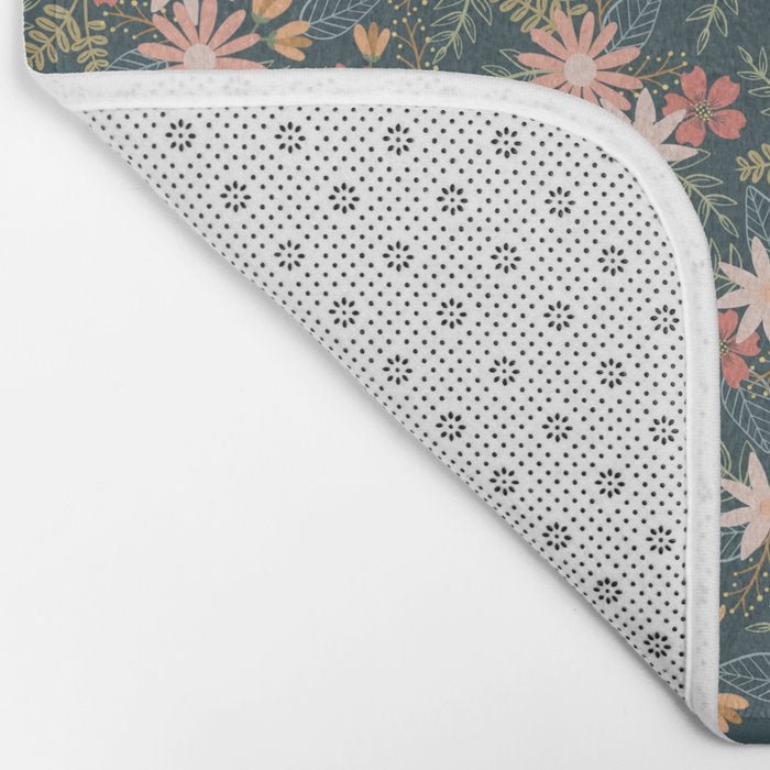 Retro Boho Oasis Tropical Ditsy Floral Bath Mat Gallery Image 2
