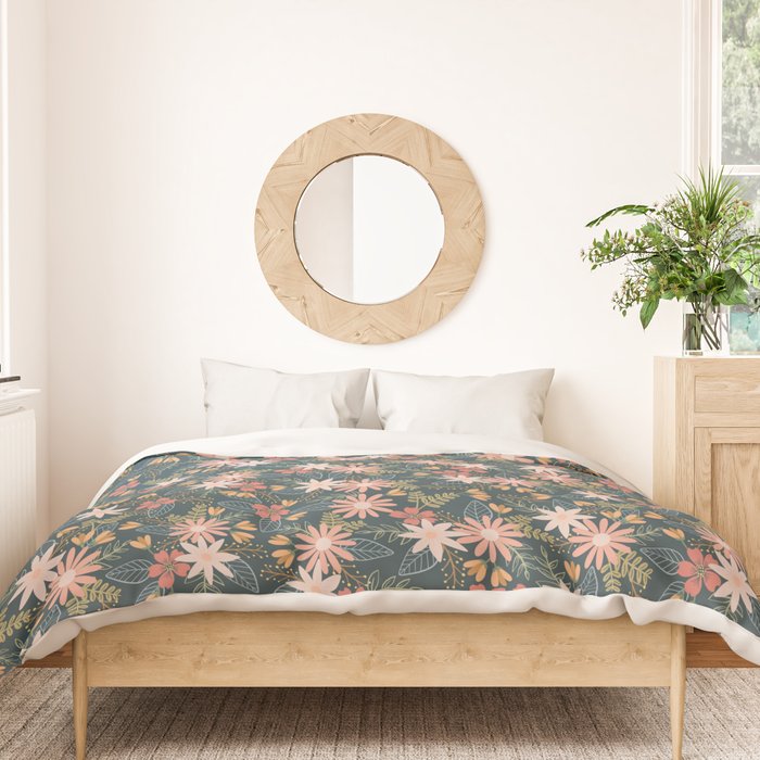 Retro Boho Oasis Tropical Ditsy Floral Duvet Cover Gallery Image 3