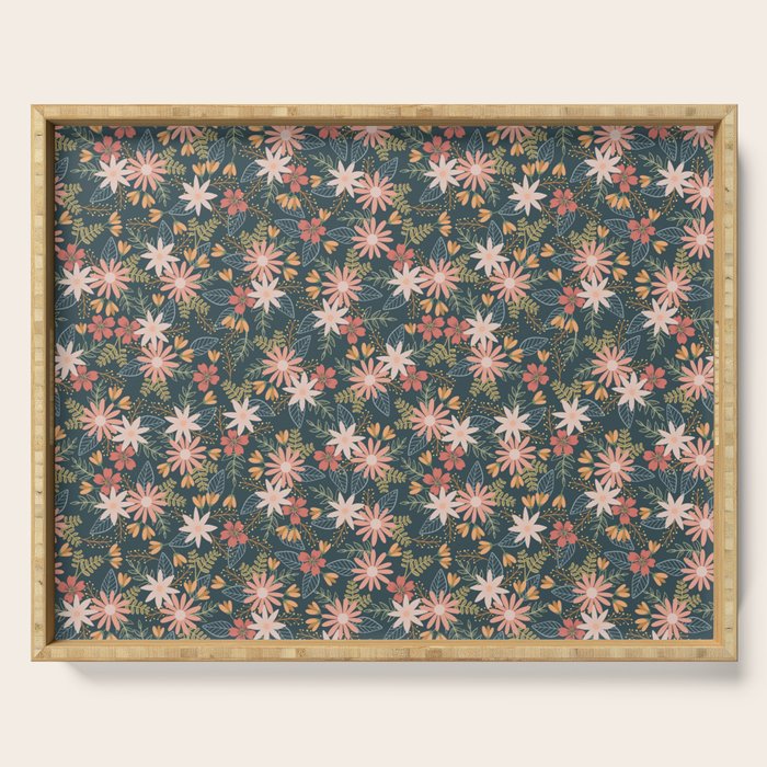 Retro Boho Oasis Tropical Ditsy Floral Serving Tray Gallery Image 1