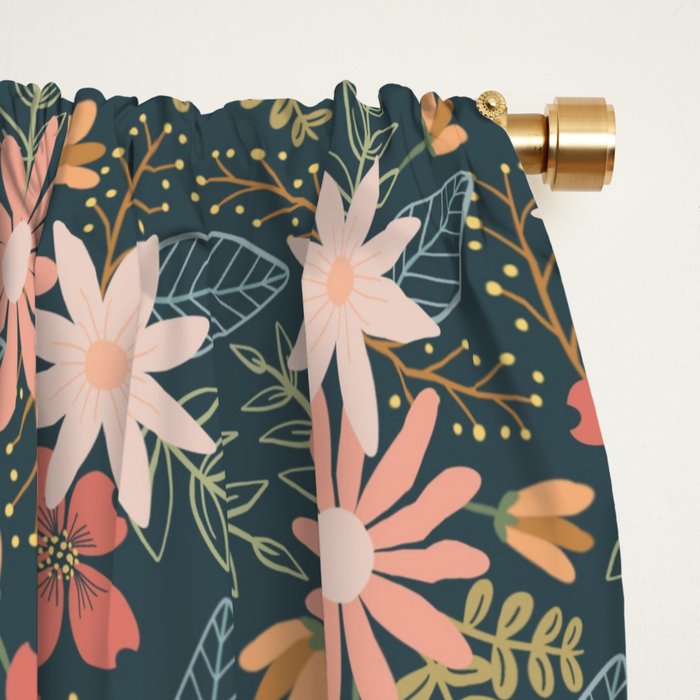 Retro Boho Oasis Tropical Ditsy Floral Window Curtain Gallery Image 2