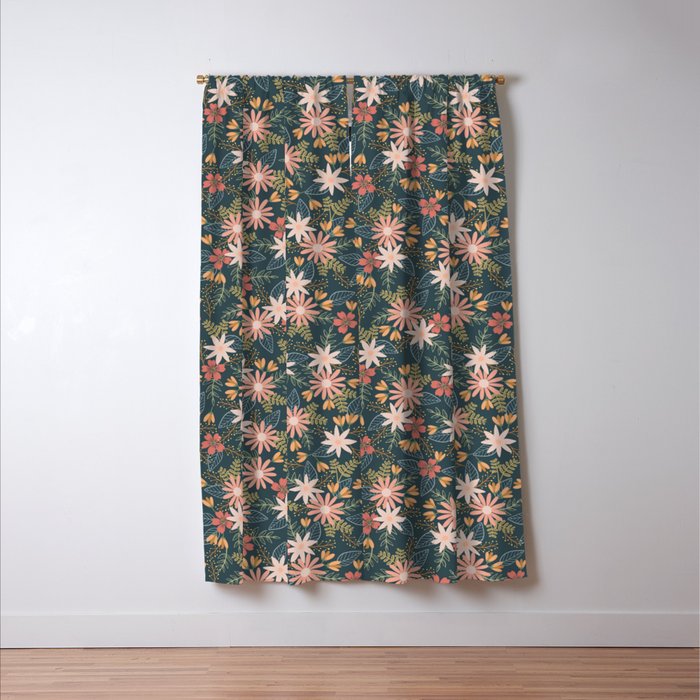 Retro Boho Oasis Tropical Ditsy Floral Window Curtain Gallery Image 3