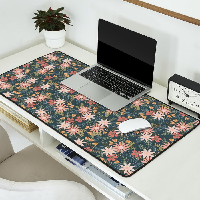 Retro Boho Oasis Tropical Ditsy Floral Desk Mat Gallery Image 2