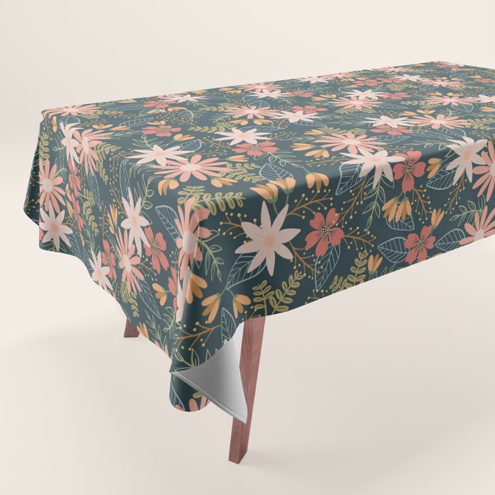 Retro Boho Oasis Tropical Ditsy Floral Tablecloth Gallery Image 1