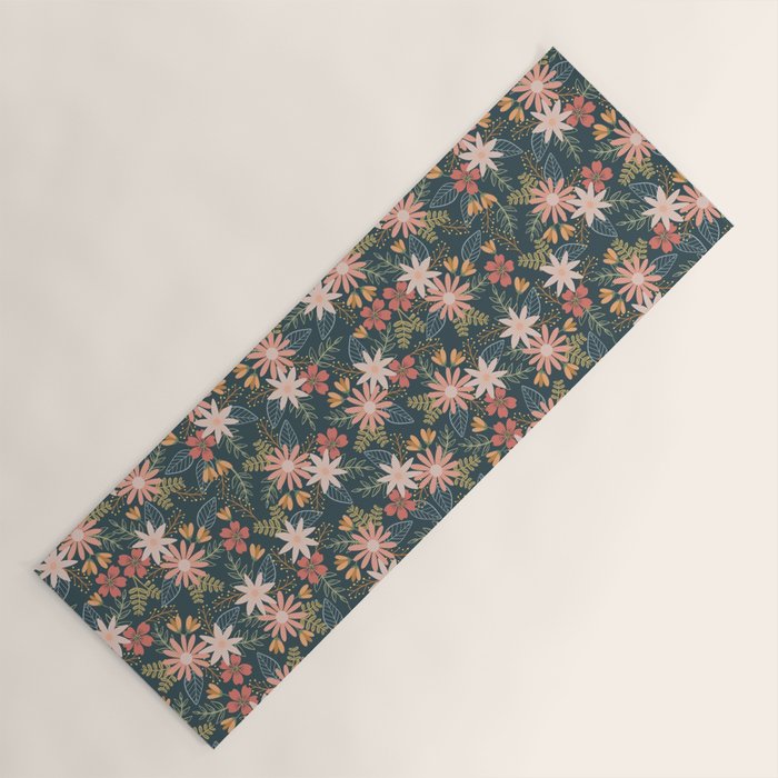 Retro Boho Oasis Tropical Ditsy Floral Yoga Mat Gallery Image 1