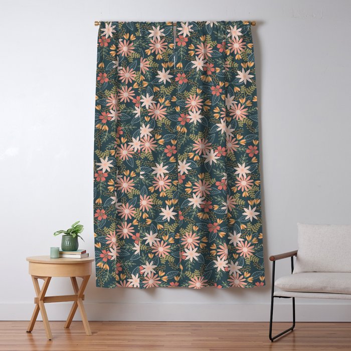 Retro Boho Oasis Tropical Ditsy Floral Window Curtain Gallery Image 5