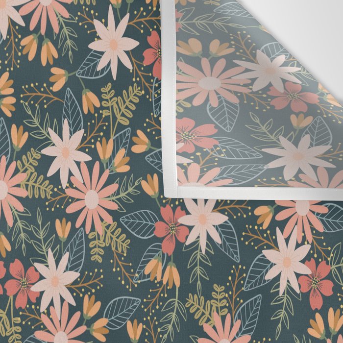 Retro Boho Oasis Tropical Ditsy Floral Wall Tapestry Gallery Image 3