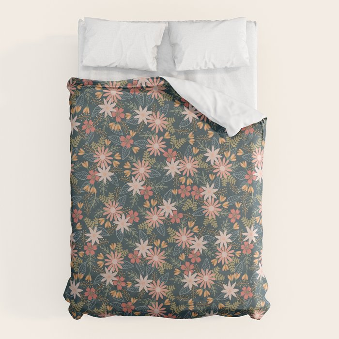 Retro Boho Oasis Tropical Ditsy Floral Duvet Cover Gallery Image 1
