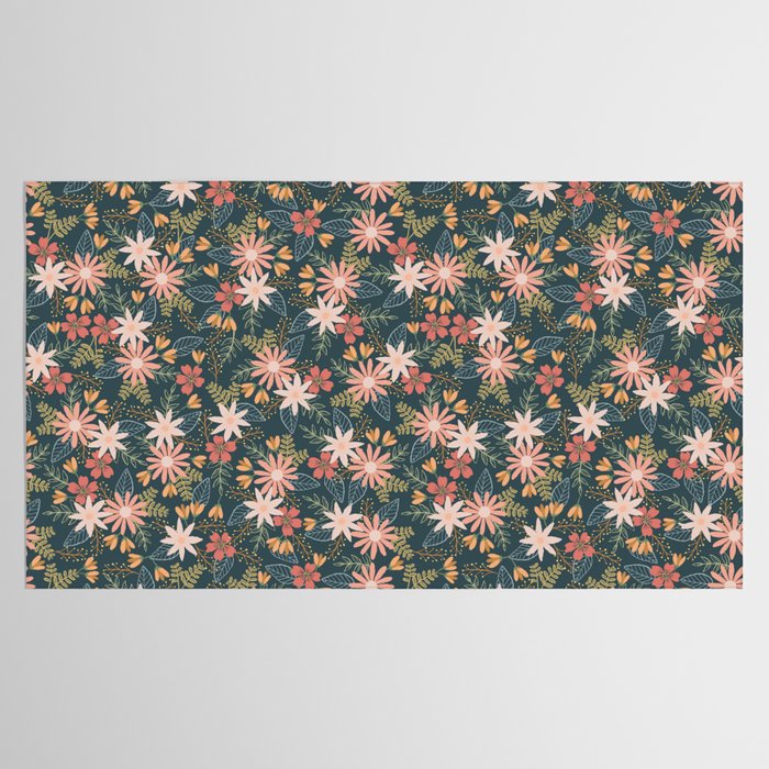 Retro Boho Oasis Tropical Ditsy Floral Tablecloth Gallery Image 2
