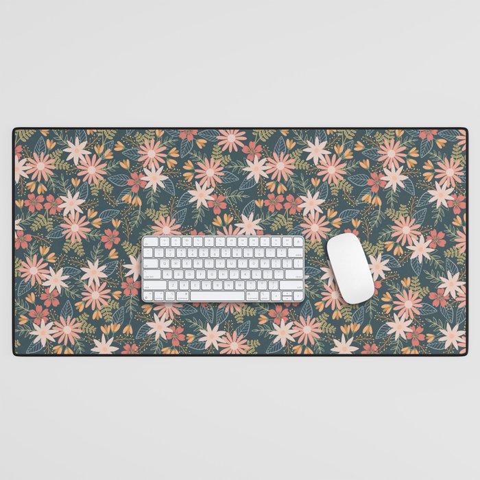 Retro Boho Oasis Tropical Ditsy Floral Desk Mat Gallery Image 1