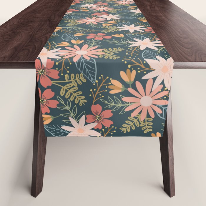 Retro Boho Oasis Tropical Ditsy Floral Table Runner Gallery Image 1