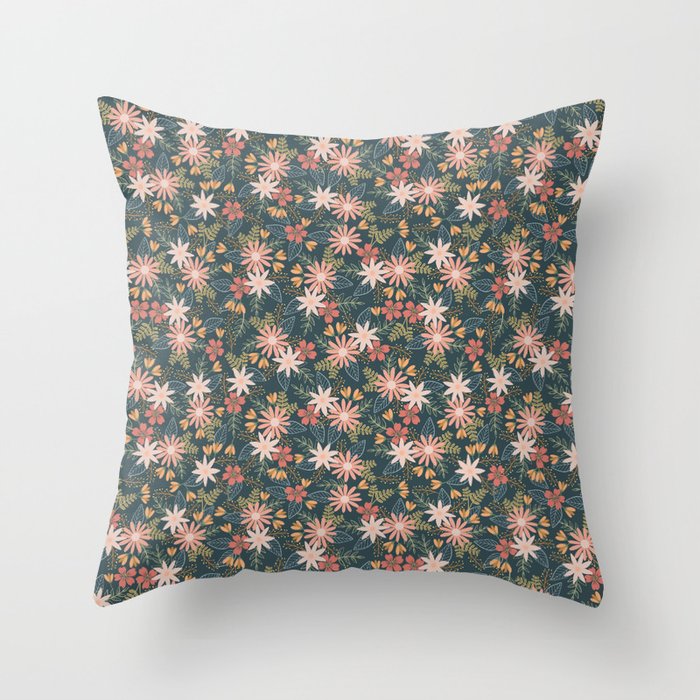 Retro Boho Oasis Tropical Ditsy Floral Throw Pillow Gallery Image 6