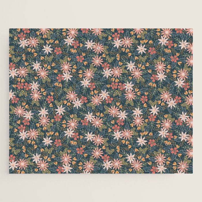 Retro Boho Oasis Tropical Ditsy Floral Jigsaw Puzzle Gallery Image 1