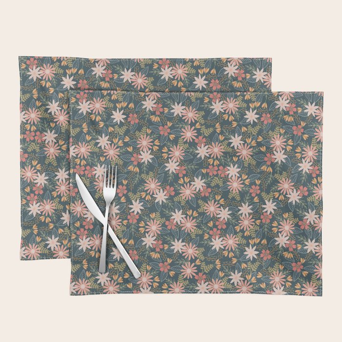 Retro Boho Oasis Tropical Ditsy Floral Placemat Gallery Image 1