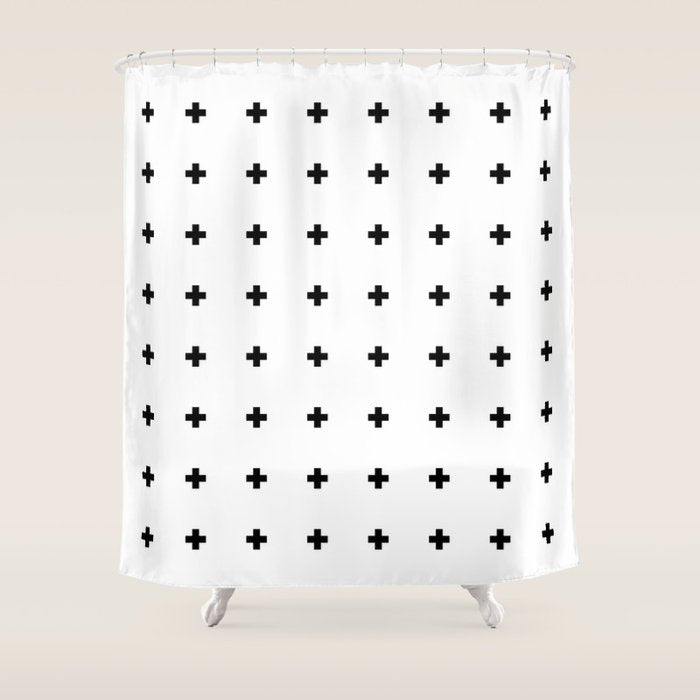 Swiss Cross White Small Shower Curtain Gallery Image 1