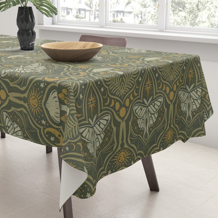 Celestial Forest Damask - fern green Tablecloth Gallery Image 3