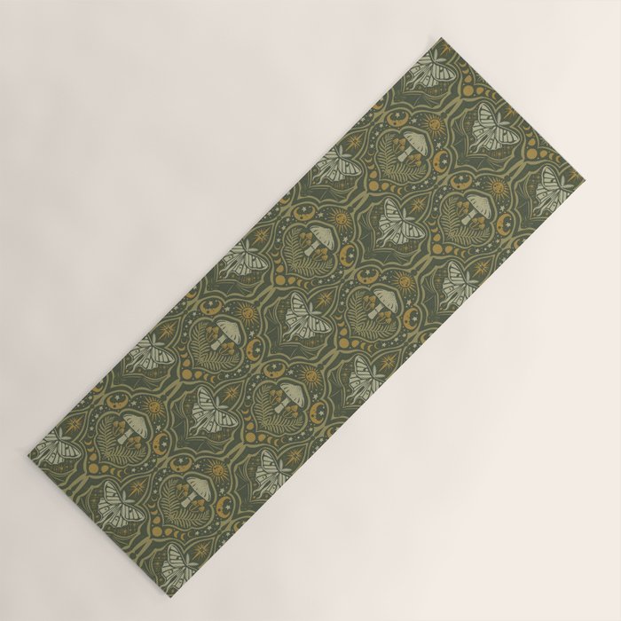 Celestial Forest Damask - fern green Yoga Mat Gallery Image 1