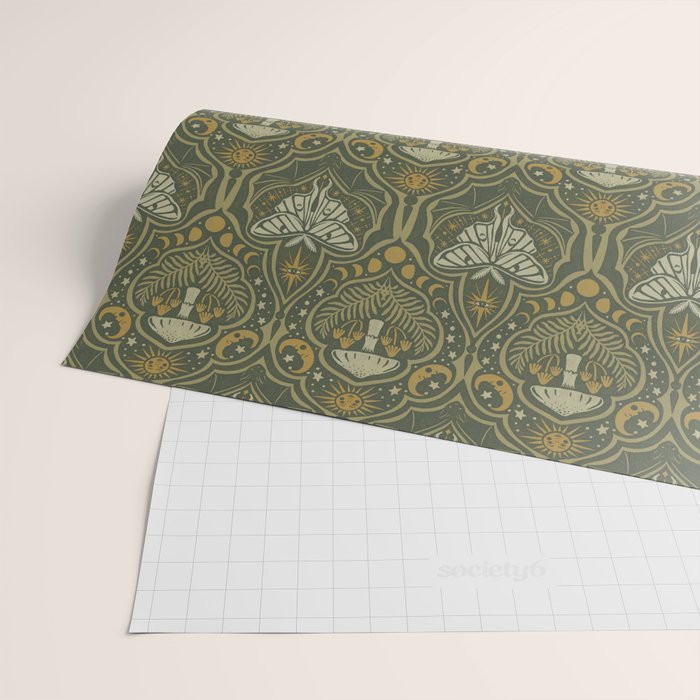 Celestial Forest Damask - fern green Wrapping Paper Gallery Image 2