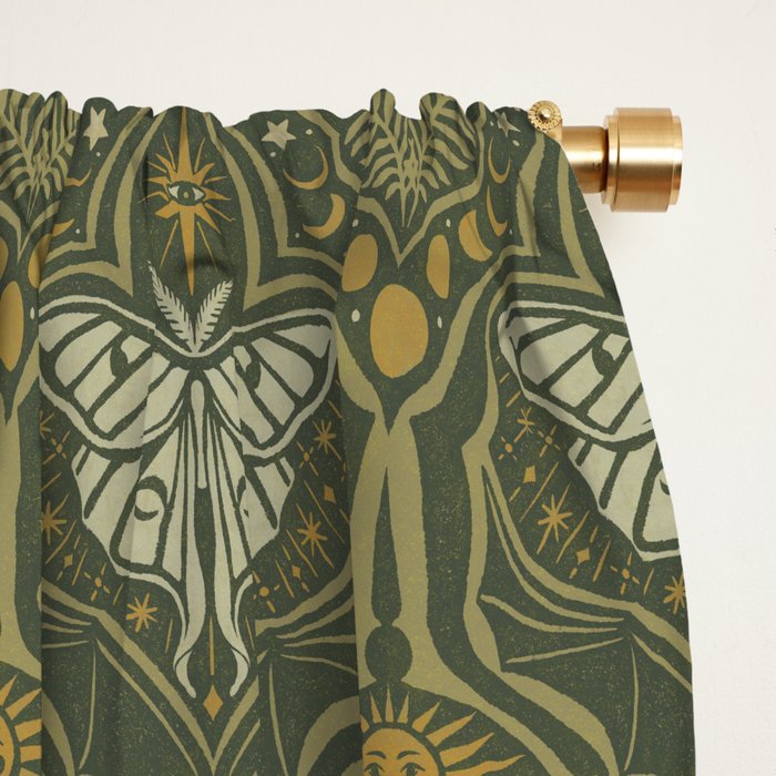 Celestial Forest Damask - fern green Window Curtain Gallery Image 2