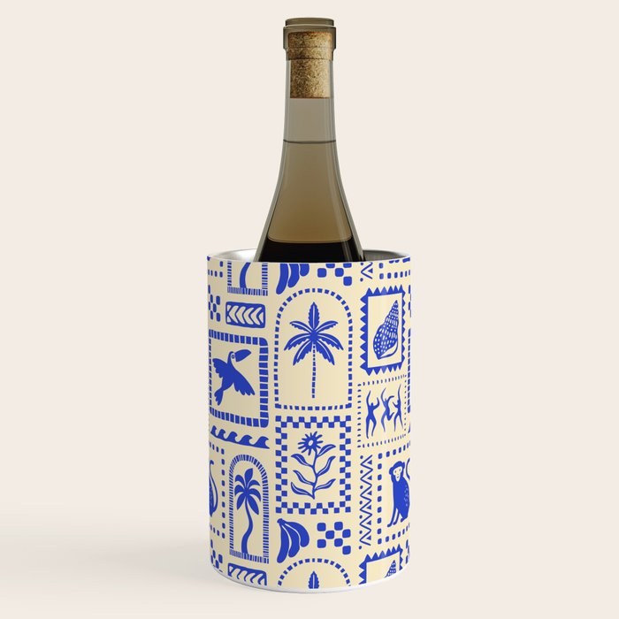 Vintage summer nature patchwork art pattern Wine Chiller Gallery Image 1