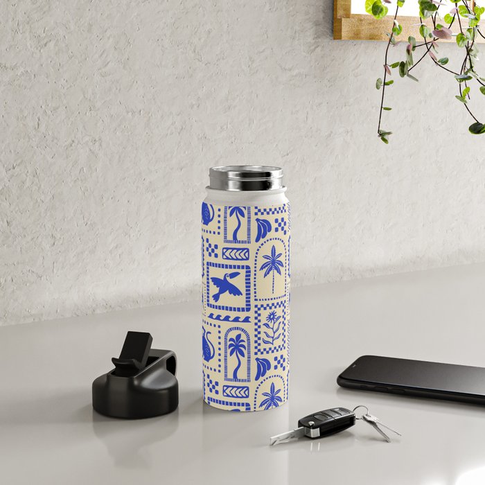 Vintage summer nature patchwork art pattern Water Bottle Gallery Image 4