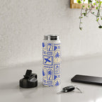 Vintage summer nature patchwork art pattern Water Bottle Gallery Image 4