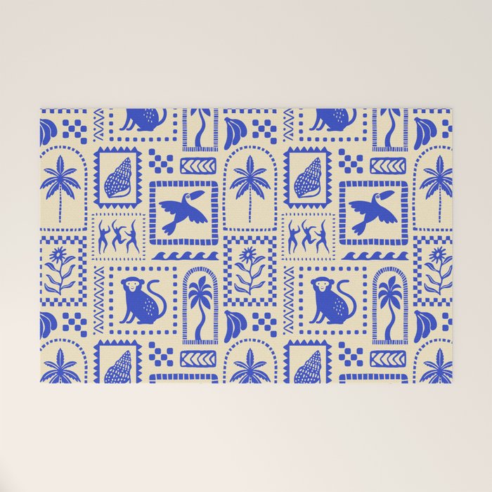 Vintage summer nature patchwork art pattern Welcome Mat Gallery Image 1