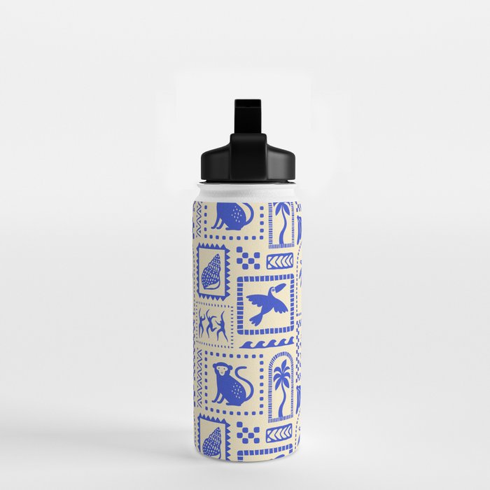 Vintage summer nature patchwork art pattern Water Bottle Gallery Image 2