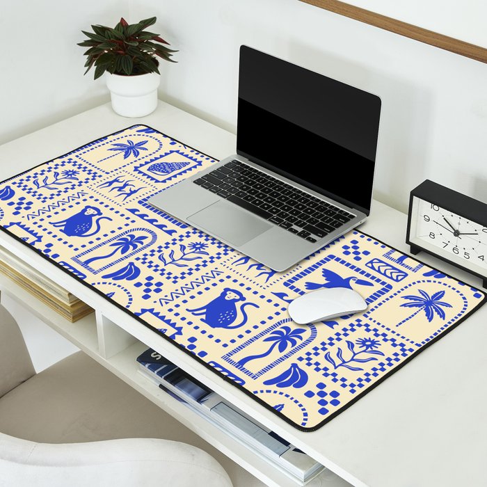 Vintage summer nature patchwork art pattern Desk Mat Gallery Image 2