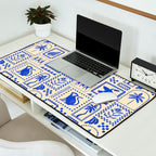 Vintage summer nature patchwork art pattern Desk Mat Gallery Image 2