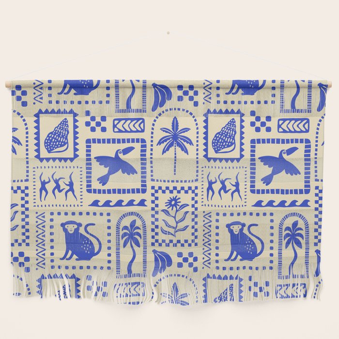Vintage summer nature patchwork art pattern Wall Hanging Gallery Image 1