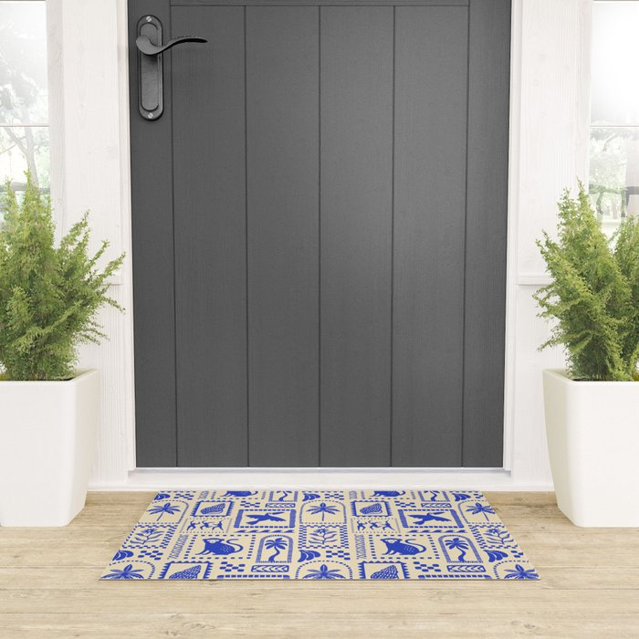 Vintage summer nature patchwork art pattern Welcome Mat Gallery Image 3